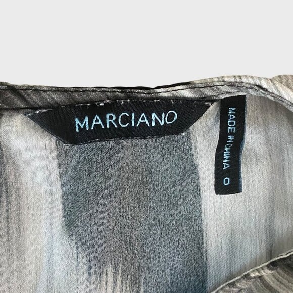 Marciano Tie-Waist Romper White/Black Abstract Print Roll-Tab Sleeves Size 0 - Picture 10 of 13